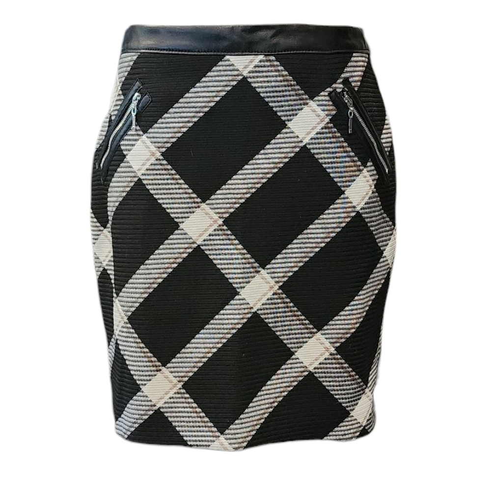 White House Black Market Black and White Checkered Mini Skirt